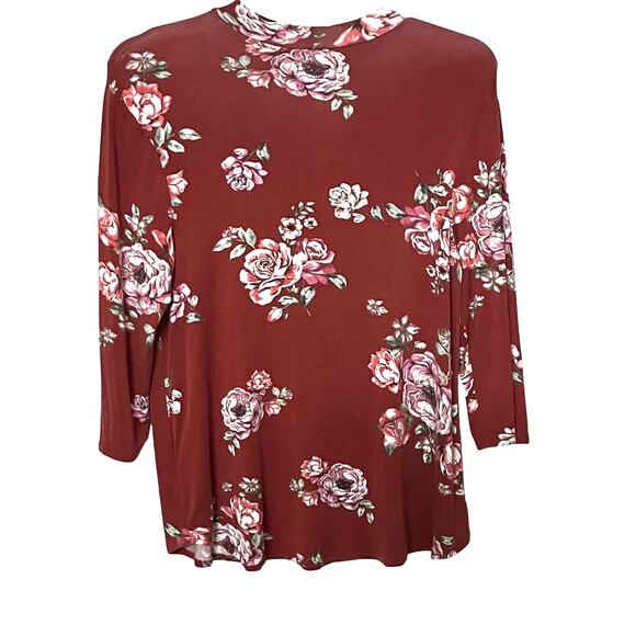 LIME N CHILI LONG SLEEVE, CUT OUT KEYHOLE NECK, WOMENS, L, BURNT ORANGE FLORAL - Picture 5 of 10